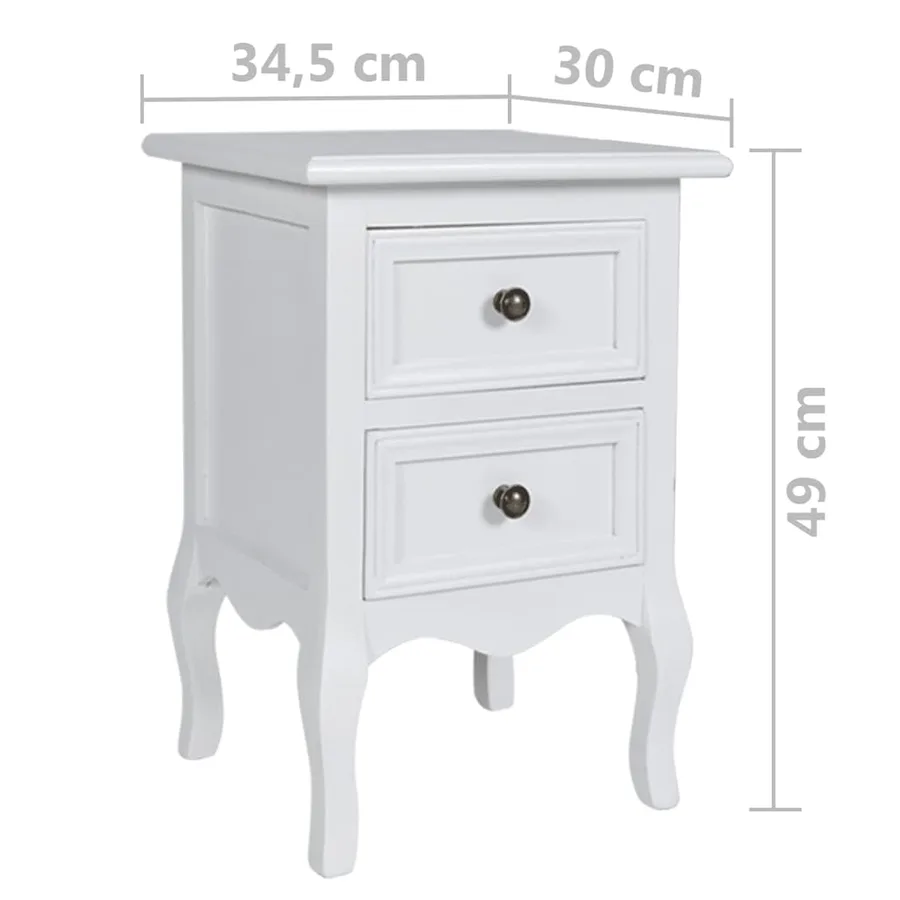 Tables de chevet 4 pcs avec 2 tiroirs MDF Blanc - 5