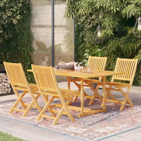 Ensemble à manger de jardin 5 pcs Bois de teck massif