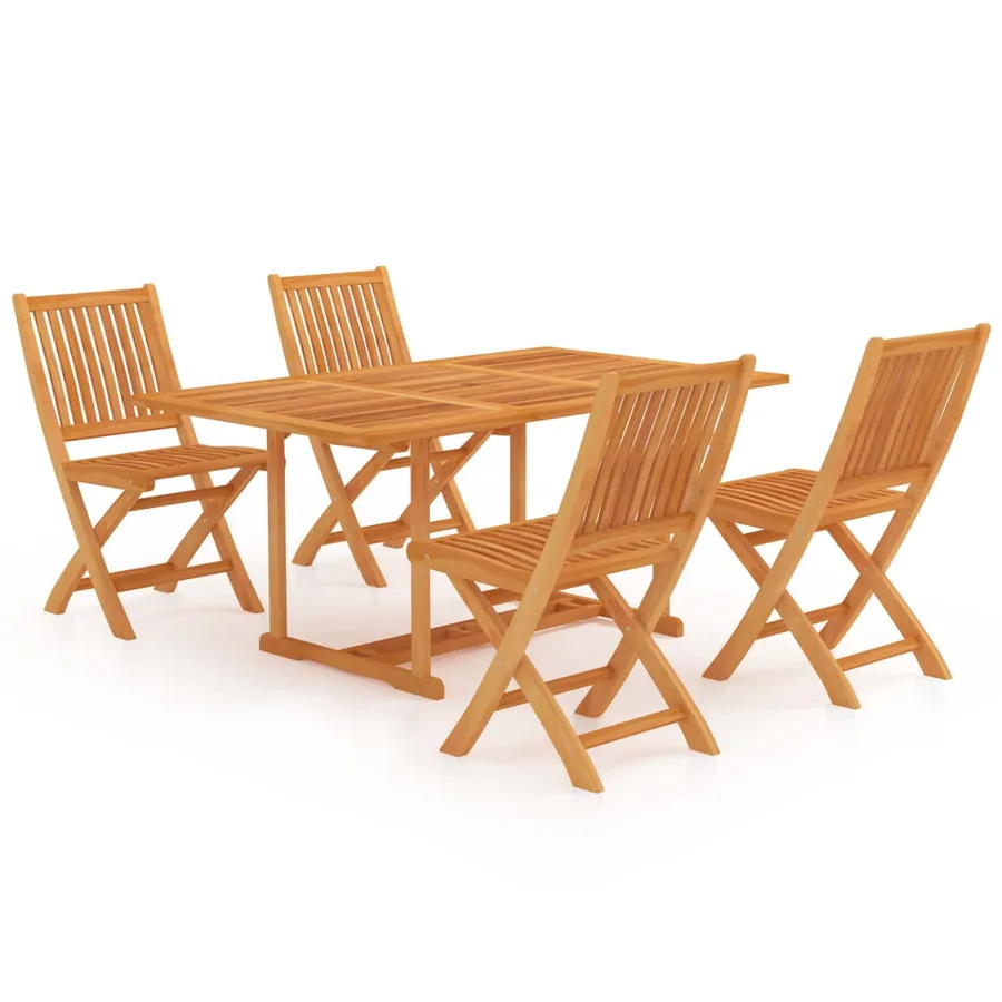 Ensemble à manger de jardin 5 pcs Bois de teck massif - 2