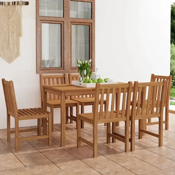 Ensemble de salle à manger de jardin 7 pièces 140 x 80 cm en bois de teck massif