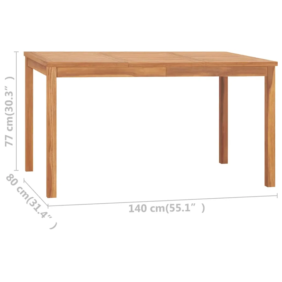 Ensemble de salle à manger de jardin 7 pièces 140 x 80 cm en bois de teck massif - 17