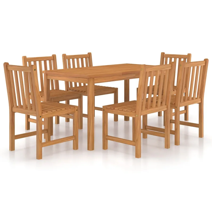Ensemble de salle à manger de jardin 7 pièces 140 x 80 cm en bois de teck massif - 2