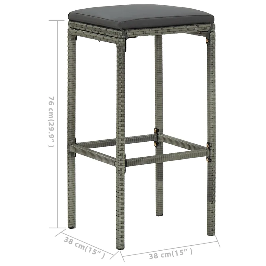 Ensemble de bar de jardin avec coussins 5 pcs Gris - 11