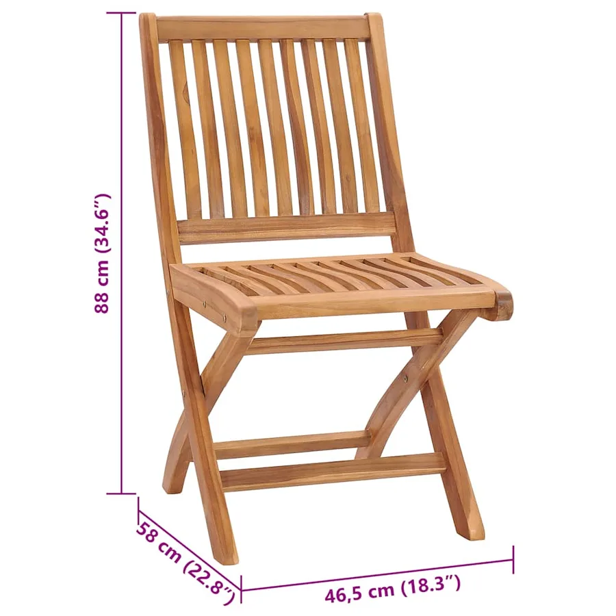 Chaises pliables de jardin avec coussins lot de 4 Teck solide - 25
