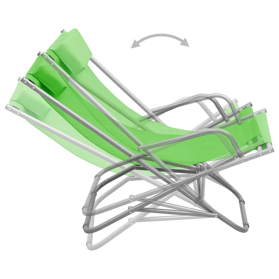 Chaises à bascule lot de 2 Acier Vert - 5