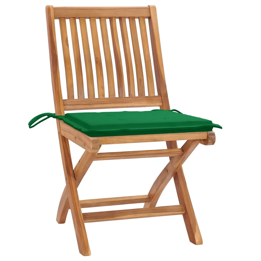 Chaises pliables de jardin avec coussins lot de 4 Teck solide - 2
