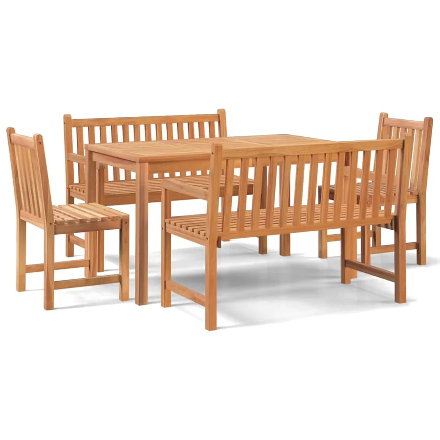 Ensemble à manger de jardin 5pcs Bois de teck massif - 2