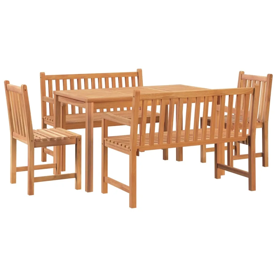 Ensemble à manger de jardin 5pcs Bois de teck massif - 3