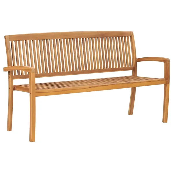 Banc 3 places empilable de jardin 159 cm Bois de teck solide