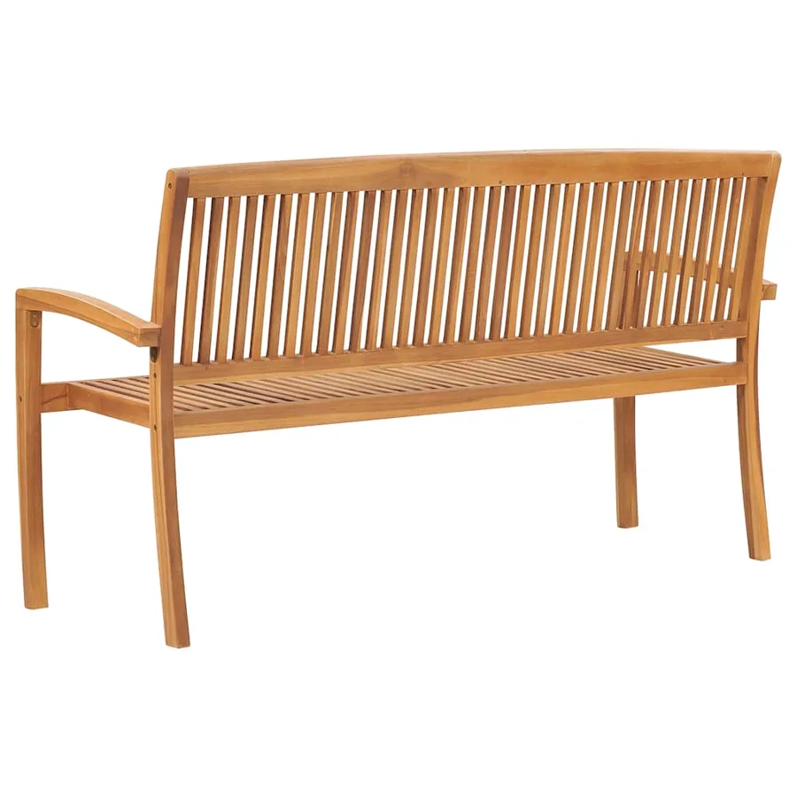 Banc 3 places empilable de jardin 159 cm Bois de teck solide - 4