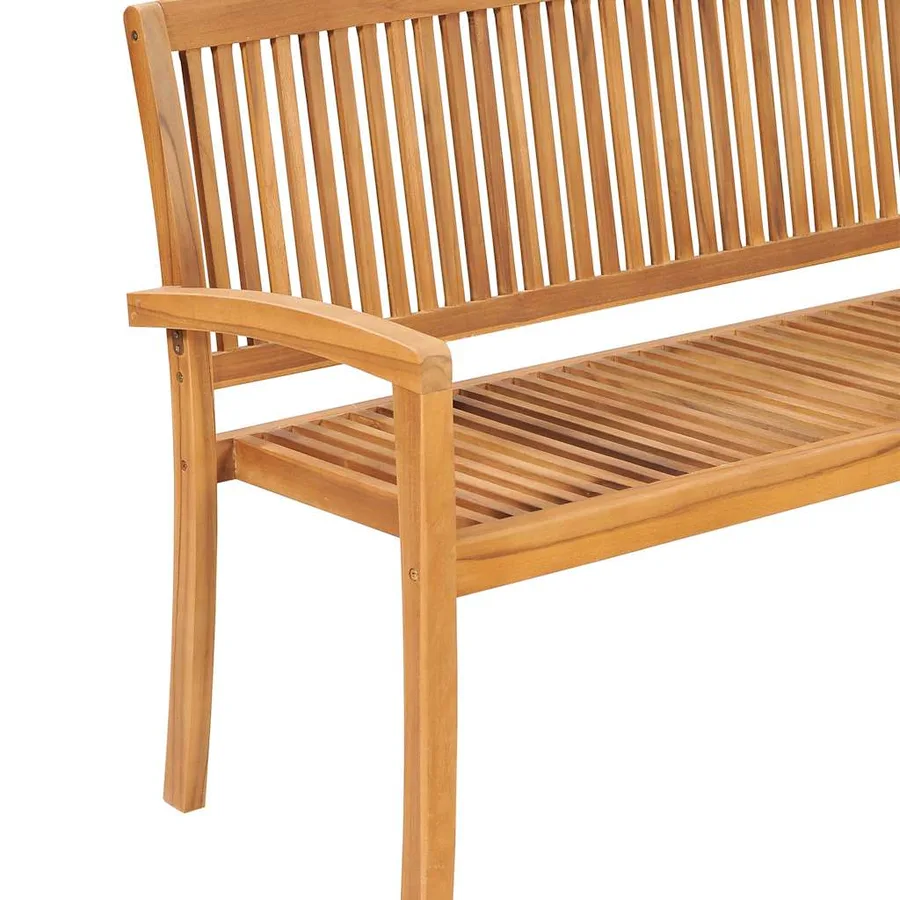 Banc 3 places empilable de jardin 159 cm Bois de teck solide - 5