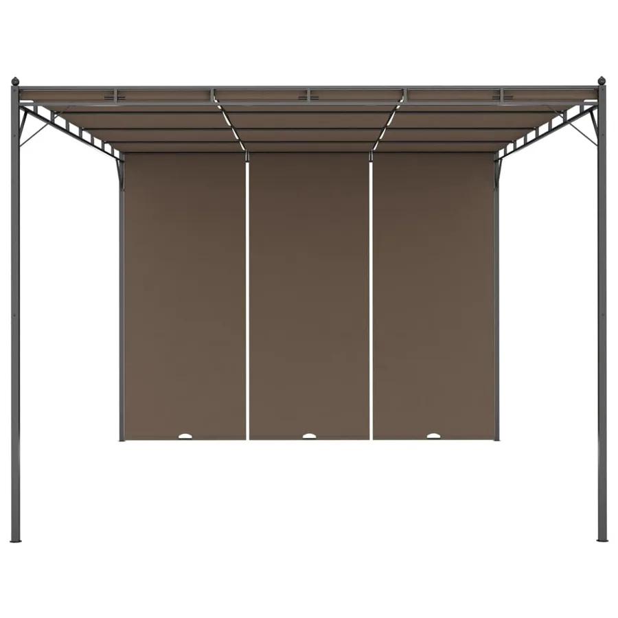 Belvédère de jardin avec rideau latéral 4x3x2,25 m Taupe - 3