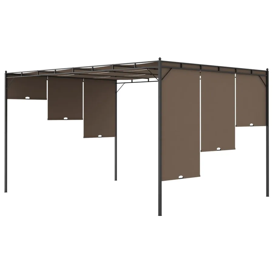 Belvédère de jardin avec rideau latéral 4x3x2,25 m Taupe - 6