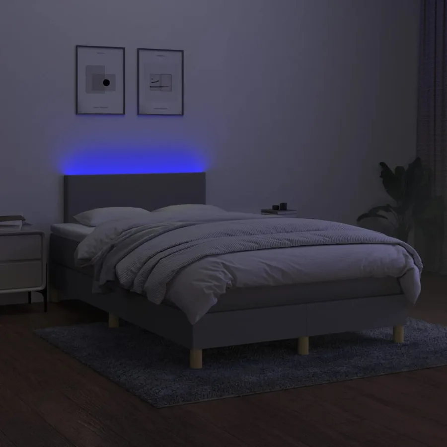 Sommier à lattes de lit matelas LED Gris clair 120x200 cm Tissu - 4
