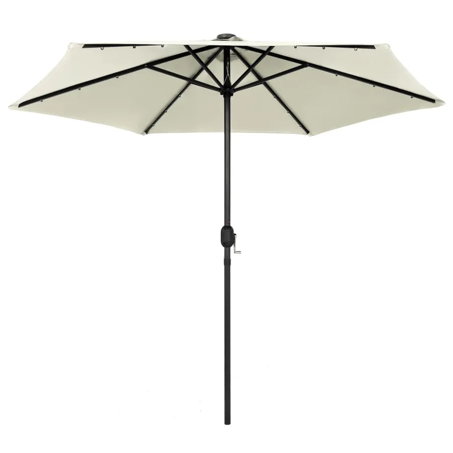 Parasol de jardin et lumières LED mât en aluminium blanc sable - 2