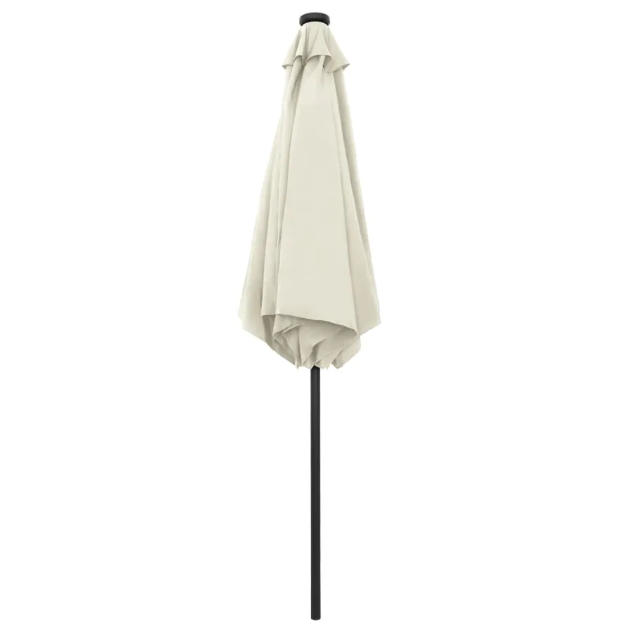 Parasol de jardin et lumières LED mât en aluminium blanc sable - 4