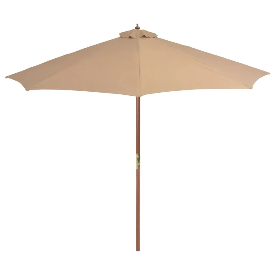 Parasol d'extérieur avec mât en bois 300 cm taupe - 2