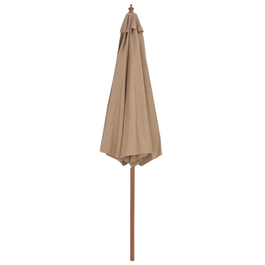 Parasol d'extérieur avec mât en bois 300 cm taupe - 3