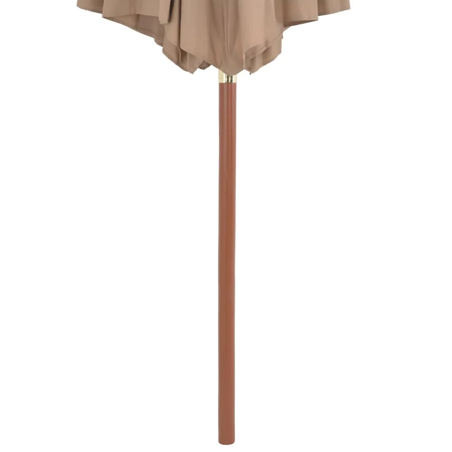 Parasol d'extérieur avec mât en bois 300 cm taupe - 4