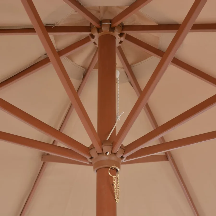 Parasol d'extérieur avec mât en bois 300 cm taupe - 5