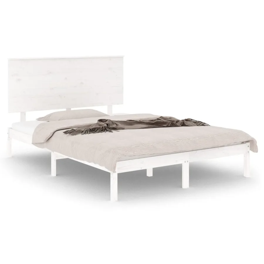 Cadre de lit sans matelas blanc 140x190 cm bois de pin massif - 2