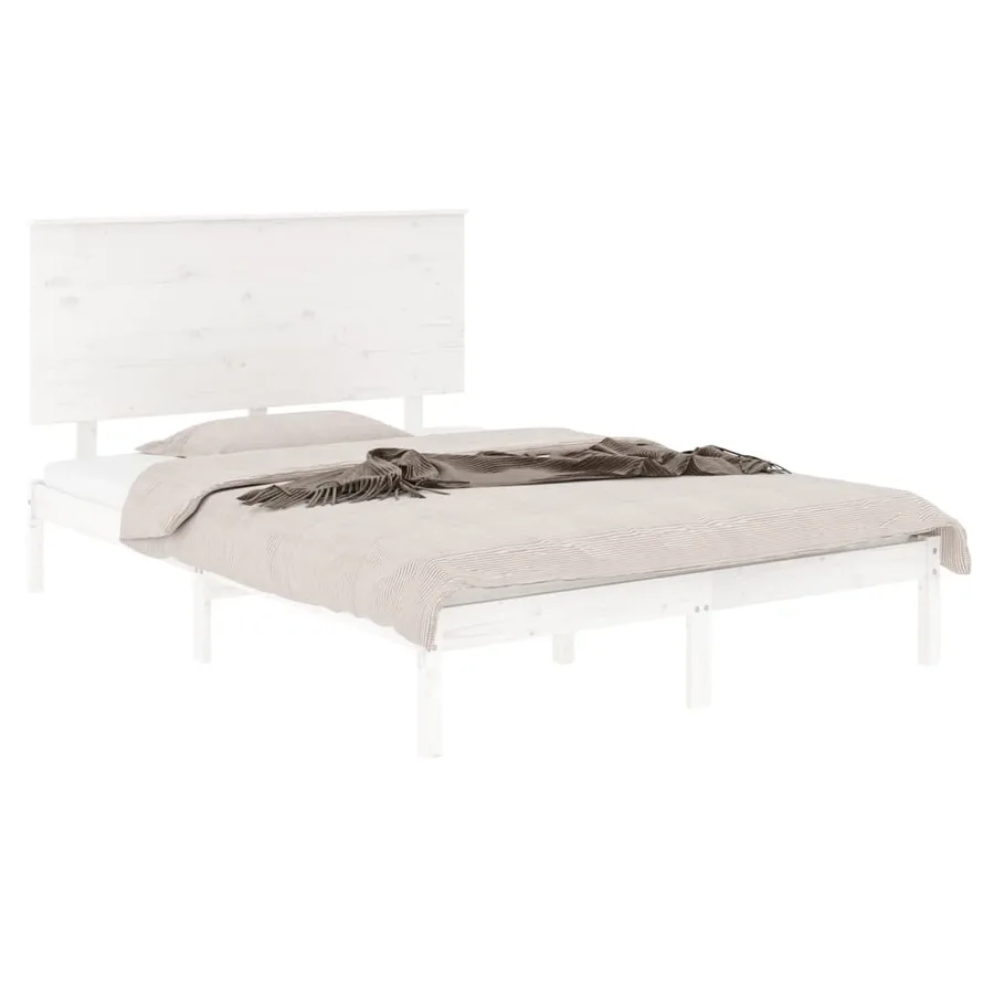 Cadre de lit sans matelas blanc 140x190 cm bois de pin massif - 3