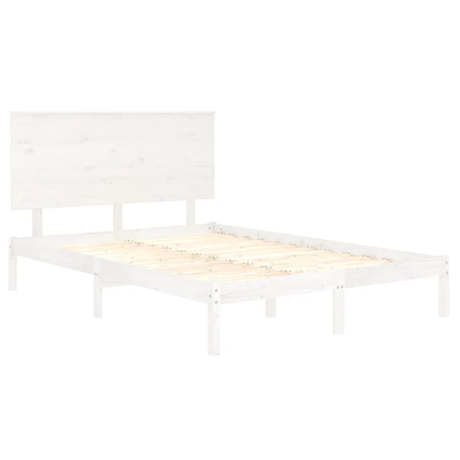 Cadre de lit sans matelas blanc 140x190 cm bois de pin massif - 4