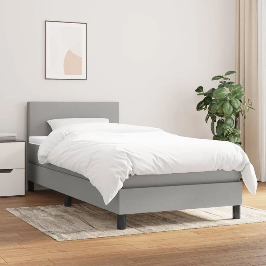 Sommier à lattes de lit avec matelas Gris clair 100x200cm Tissu