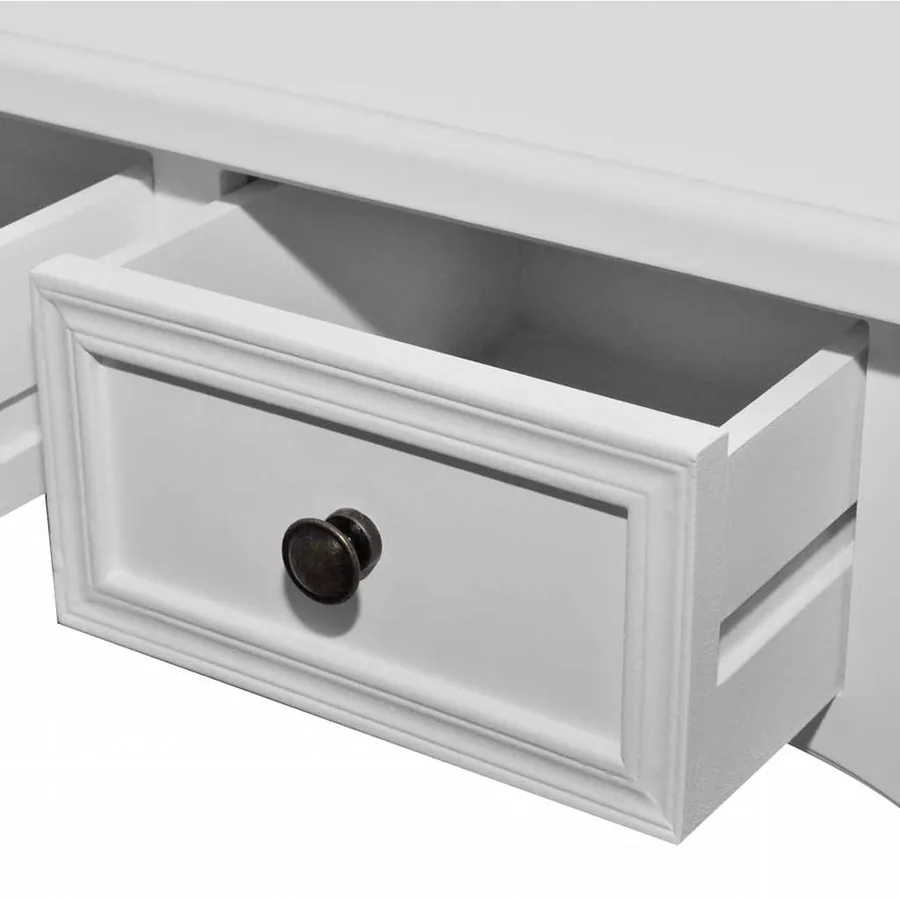 Table de console et coiffeuse avec 3 tiroirs Blanc - 7