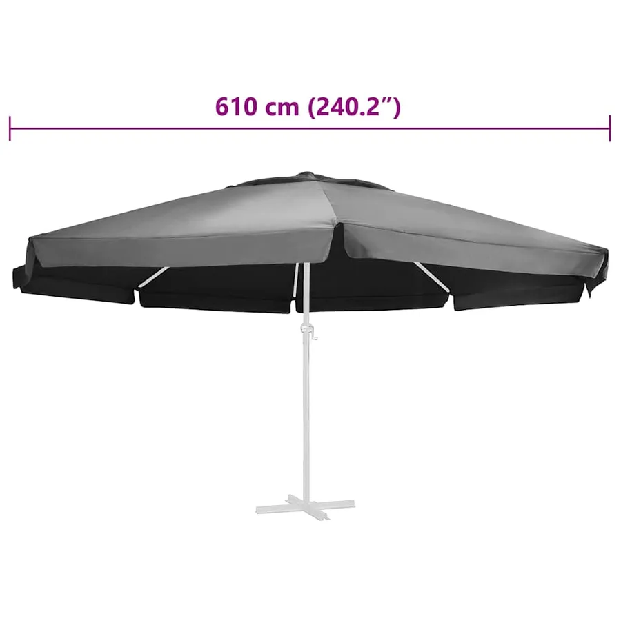 Tissu de remplacement pour parasol d'extérieur Anthracite 610cm - 5