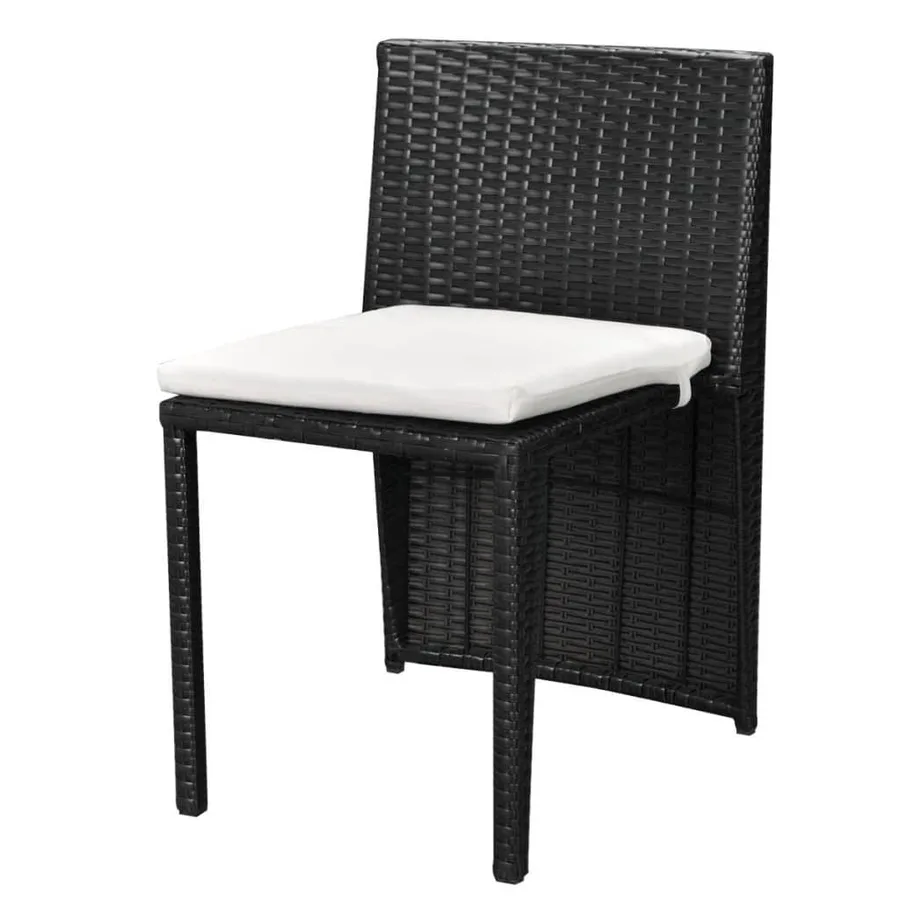 Ensemble de bistro 3 pcs avec coussins résine tressée noir - 7