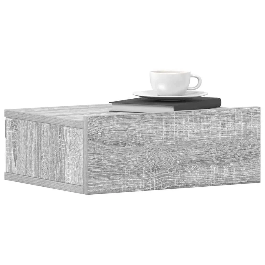 Table de chevet flottante Sonoma gris 40x30x15 cm - 4