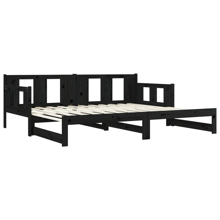 Lit coulissant sans matelas noir 2x(80x200)cm - 10