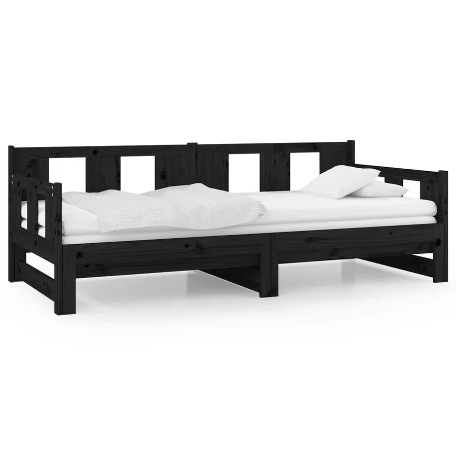 Lit coulissant sans matelas noir 2x(80x200)cm - 2