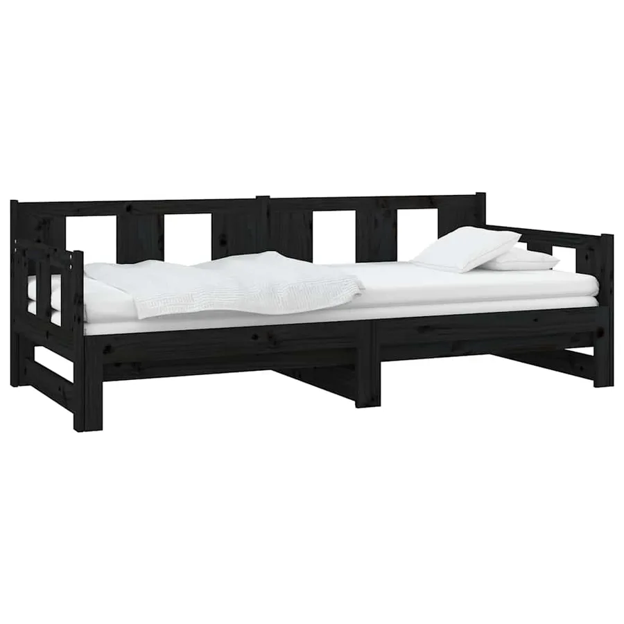 Lit coulissant sans matelas noir 2x(80x200)cm - 3