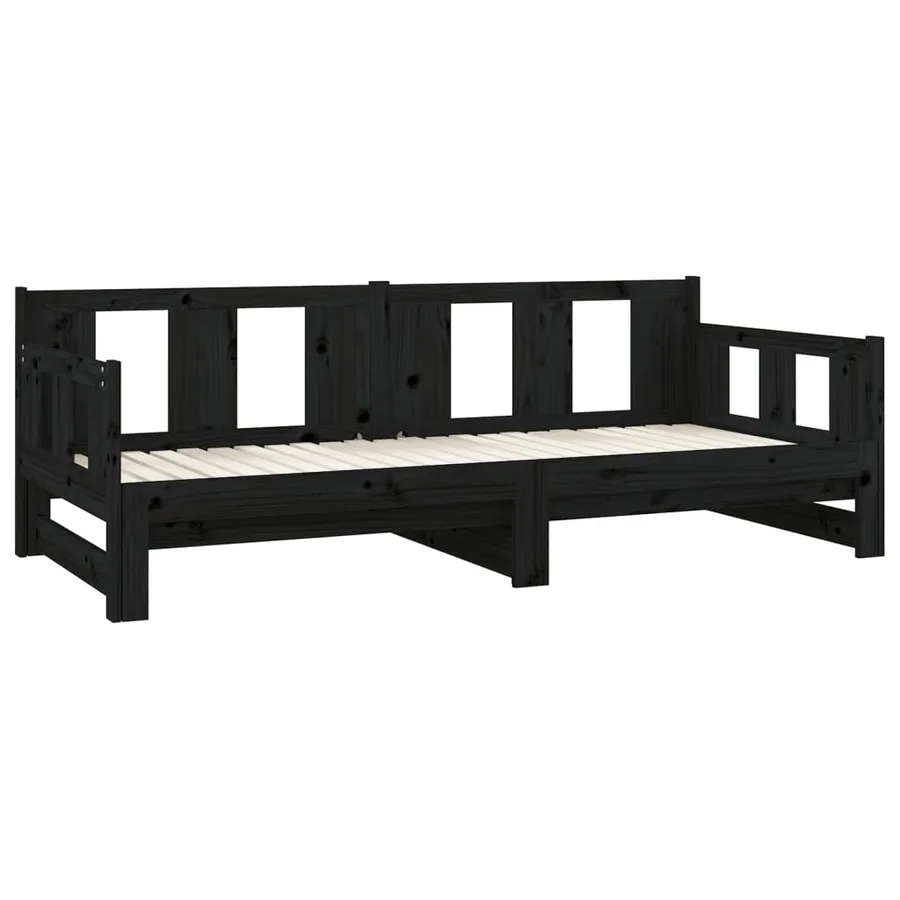 Lit coulissant sans matelas noir 2x(80x200)cm - 7