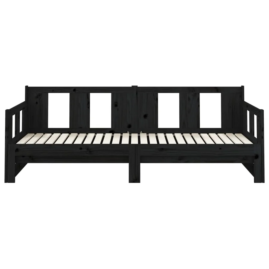 Lit coulissant sans matelas noir 2x(80x200)cm - 8