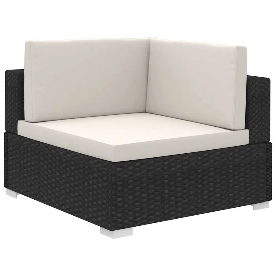 Salon de jardin 8 pcs avec coussins Résine tressée Noir - 3