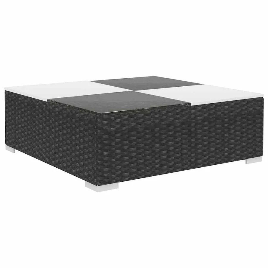 Salon de jardin 8 pcs avec coussins Résine tressée Noir - 6
