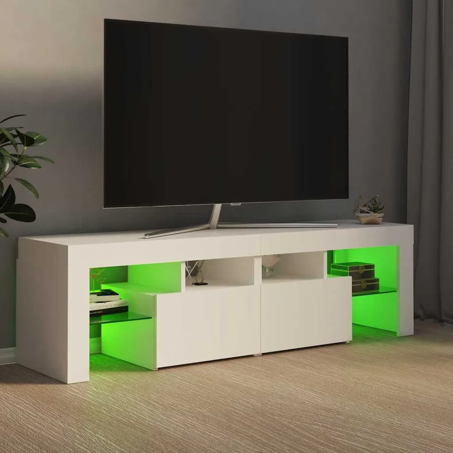 Meuble TV avec lumières LED Blanc 140x36,5x40 cm - 4