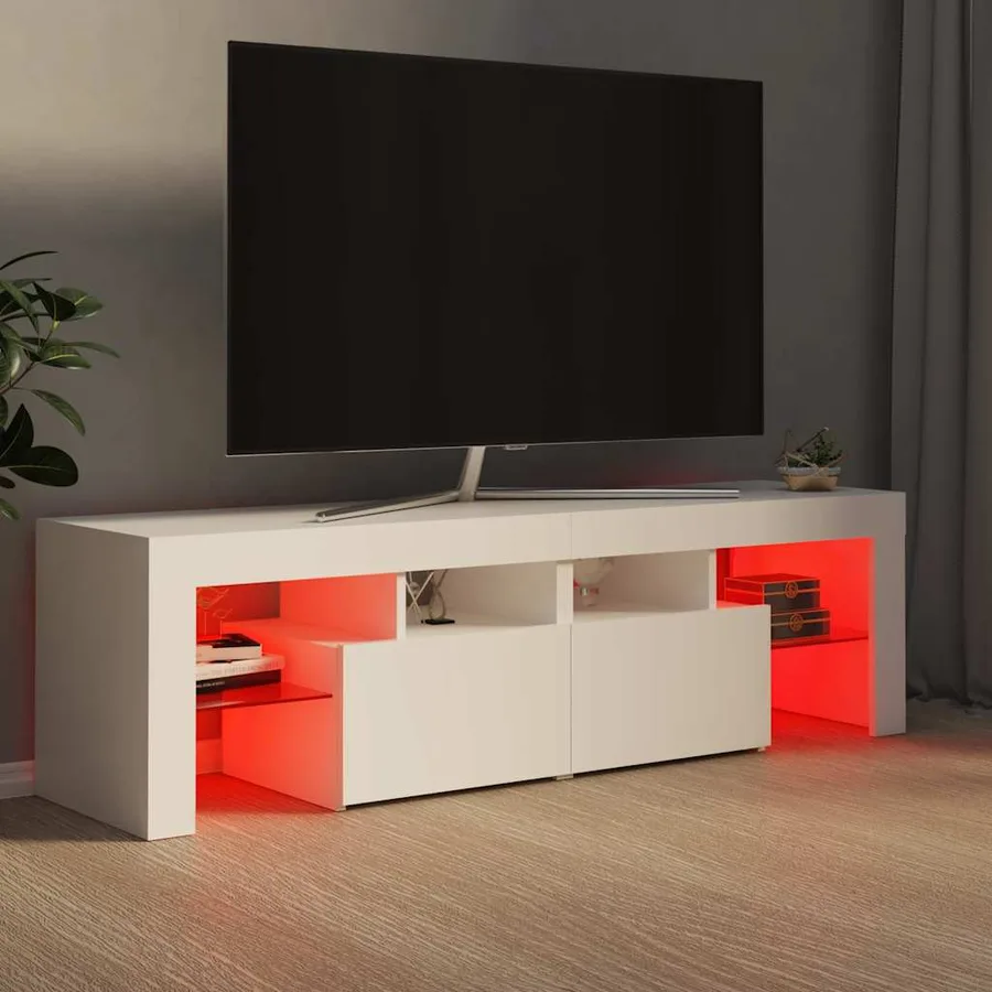 Meuble TV avec lumières LED Blanc 140x36,5x40 cm - 5