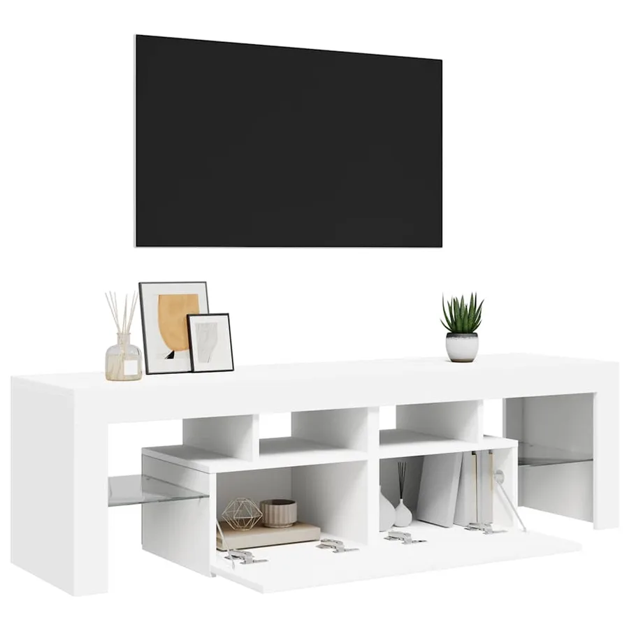 Meuble TV avec lumières LED Blanc 140x36,5x40 cm - 6