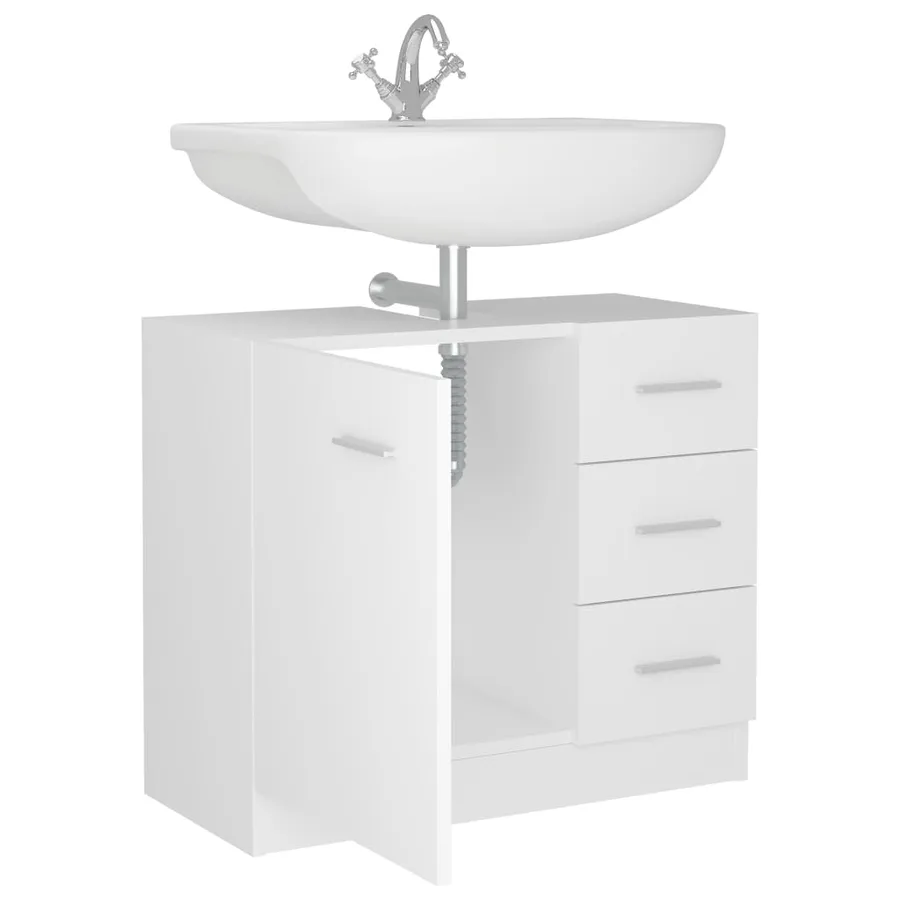 Armoire d'évier Blanc 63x30x54 cm Bois d'ingénierie - 4