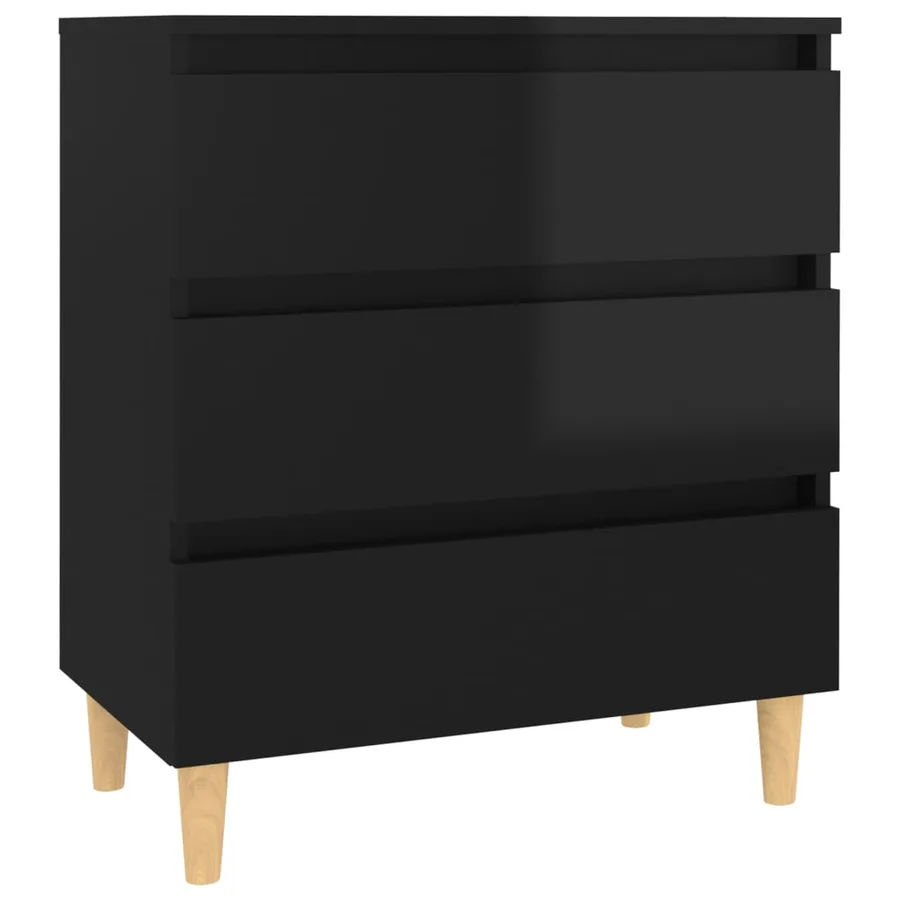 Buffet Noir brillant 60x35x69 cm Bois d’ingénierie - 2