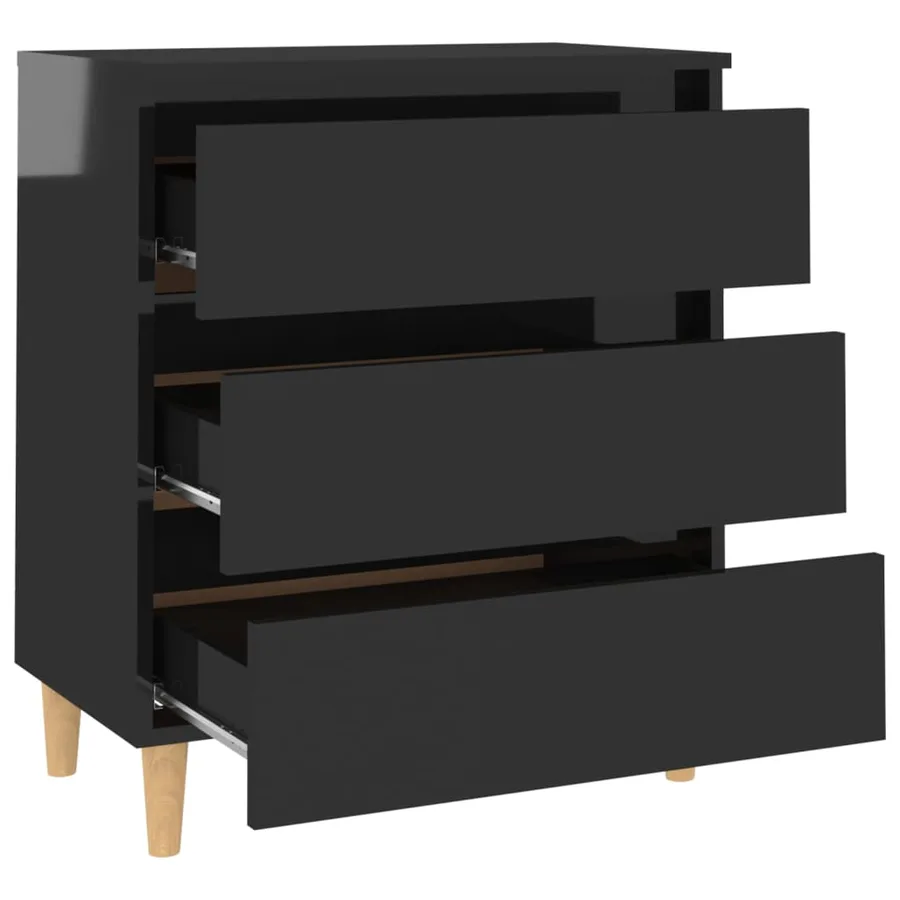 Buffet Noir brillant 60x35x69 cm Bois d’ingénierie - 4