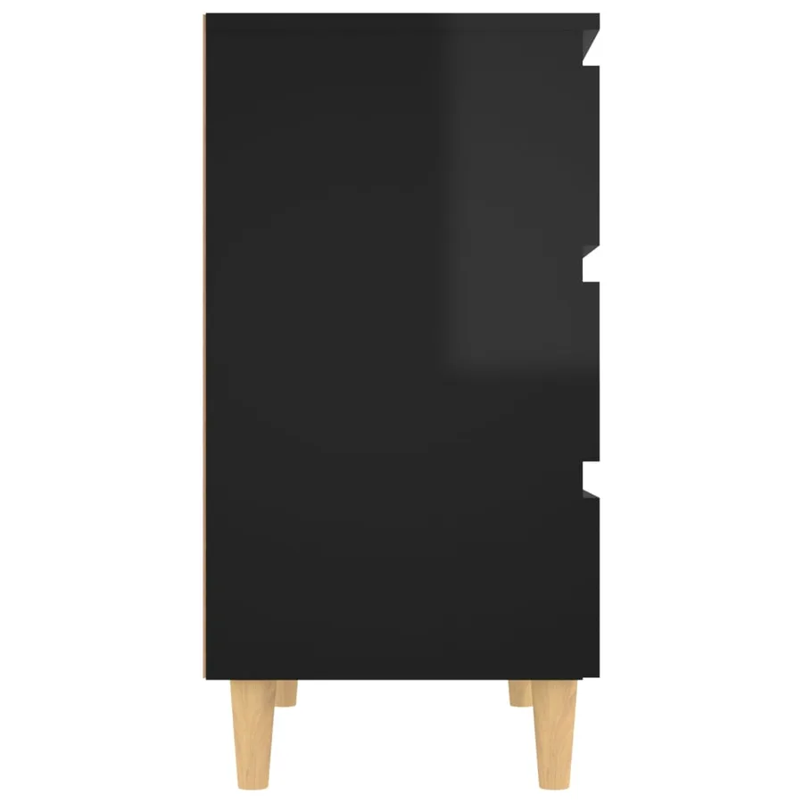 Buffet Noir brillant 60x35x69 cm Bois d’ingénierie - 6