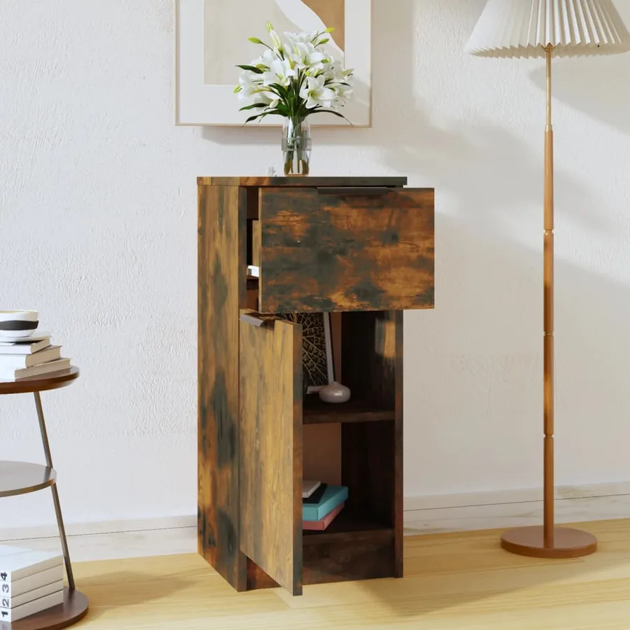 Buffet Chêne fumé 30x30x70 cm Bois d'ingénierie - 3