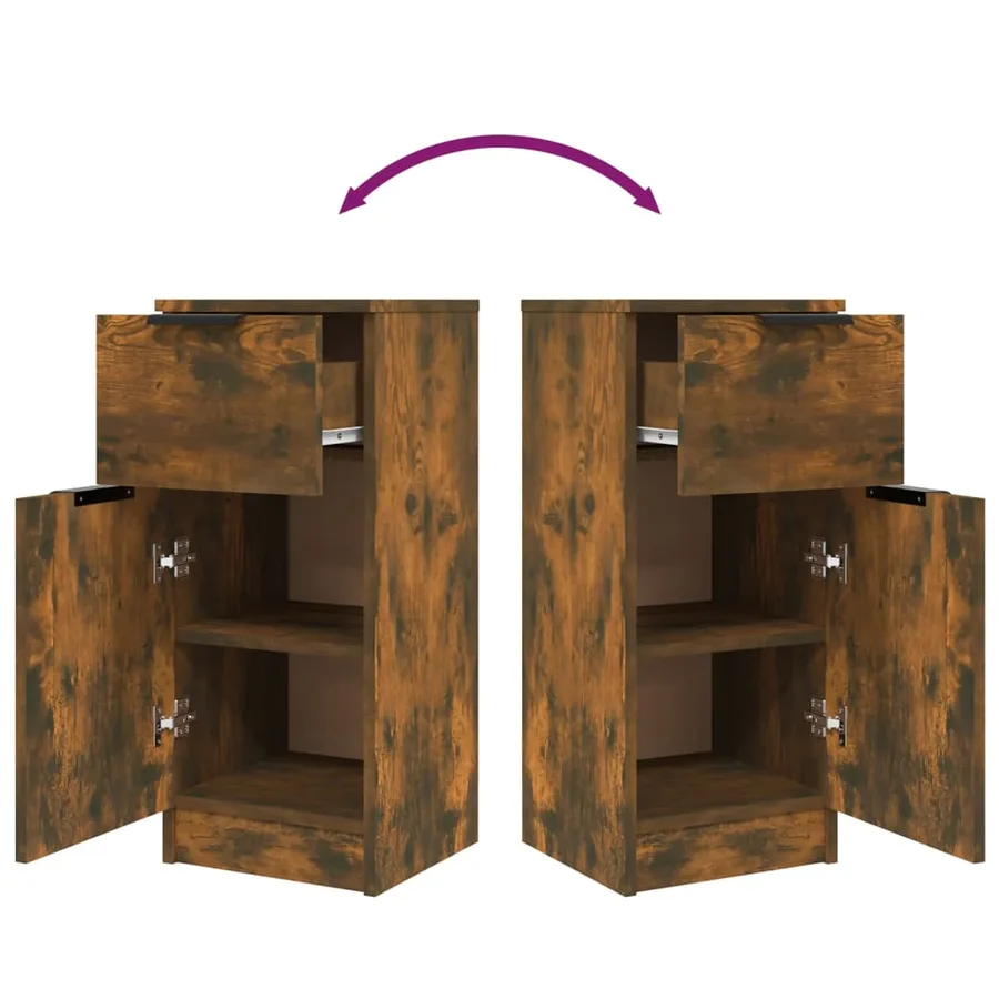 Buffet Chêne fumé 30x30x70 cm Bois d'ingénierie - 9