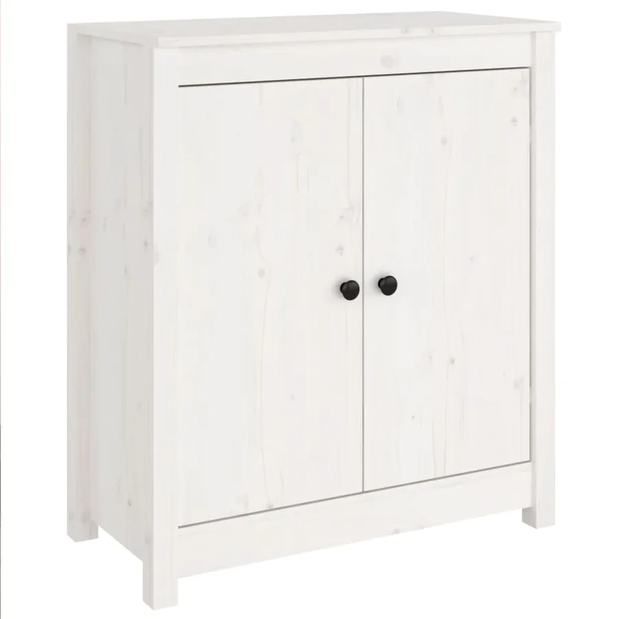 Buffet blanc 70x35x80 cm bois massif de pin - 2