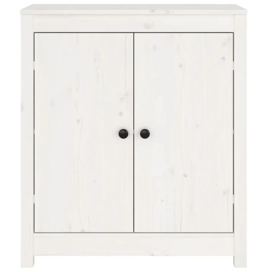Buffet blanc 70x35x80 cm bois massif de pin - 4